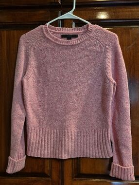 Express Pink Crewneck Sweater - Textured Knit 100% Lambs Wool M